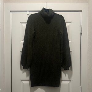 Dark Green Turtleneck Sweater Dress